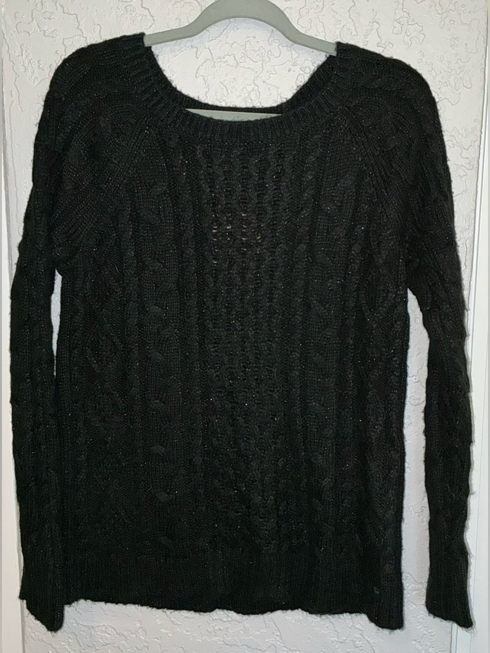 American Eagle Black Cable Knit Crewneck Sweater (NWT)